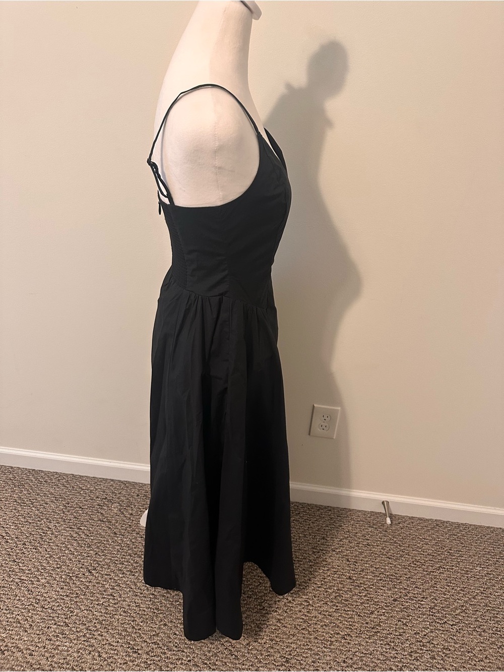 Aritzia Babaton Black Technique Poplin Drop Waist Midi Dress Size 0 - Picture 4 of 7